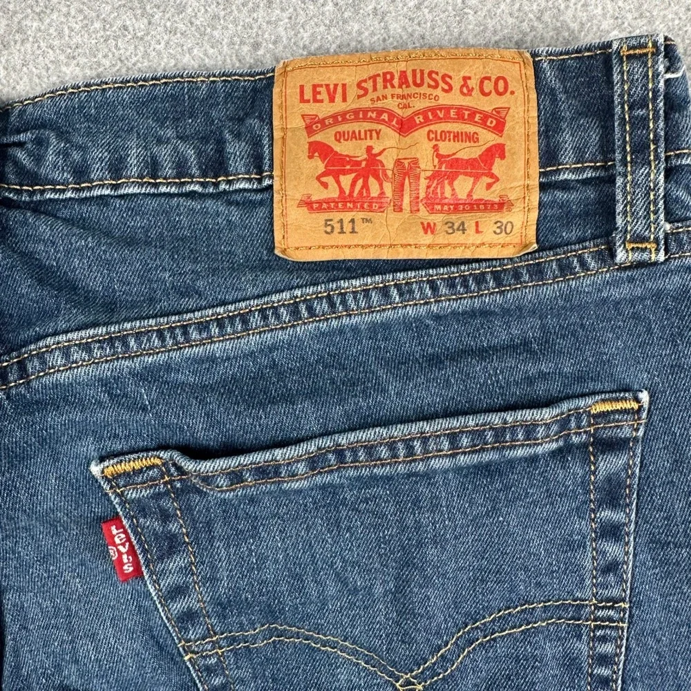 Levi's 511 Jeans Men's 34x30 Blue Slim Fit Denim‎ Medium Wash Western Rodeo Fade